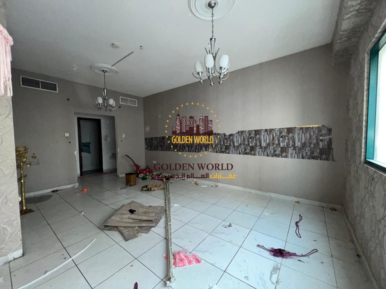 Spacious and bright 2BR apartment with living room in Al Qasimia Al Nad, built-in wardrobes, 2 bathrooms. Rent AED 35,000, 4 or 6 cheques.