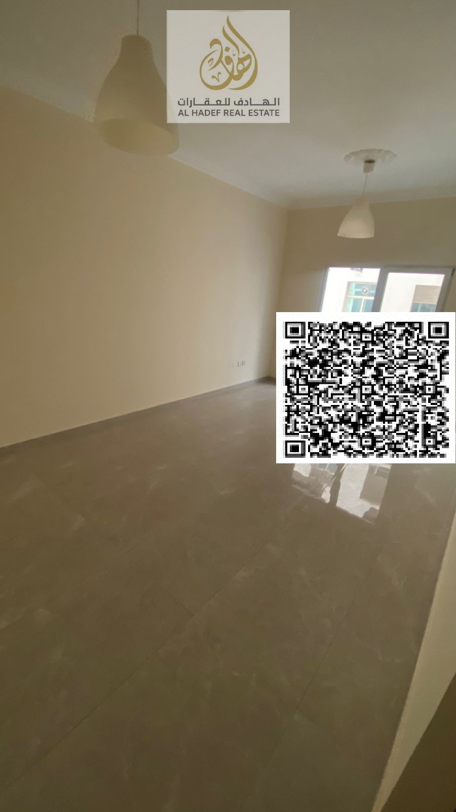Two bedrooms and a living room with two bathrooms and a balcony. Second occupancy. Super deluxe finishing. Very spacious. Prime location in Al-Jarf 2,