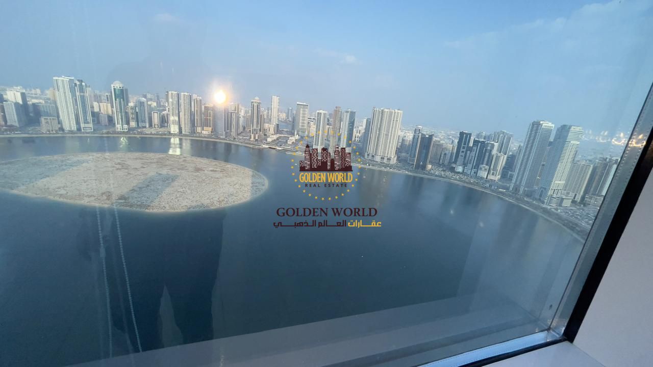 3BR apartment with maid’s room, laundry & parking on Al Taawun Corniche. Full sea view from all rooms. Rent 80,000 AED, 4 cheques.
