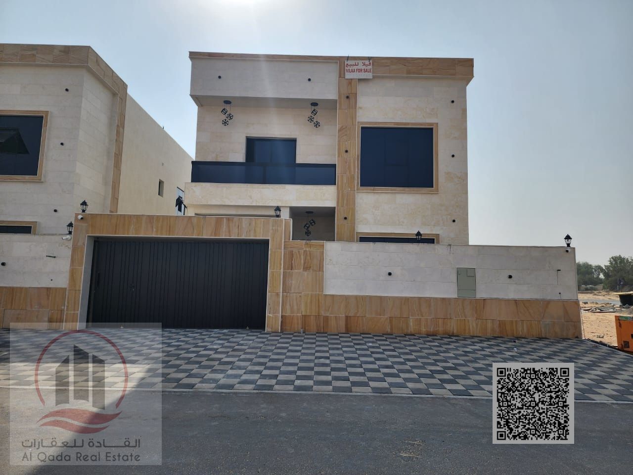 Villa for sale in Ajman, Al Helio area, including registration fees. 5 master bedrooms, living room, majlis, and maid's room. For all nationalities