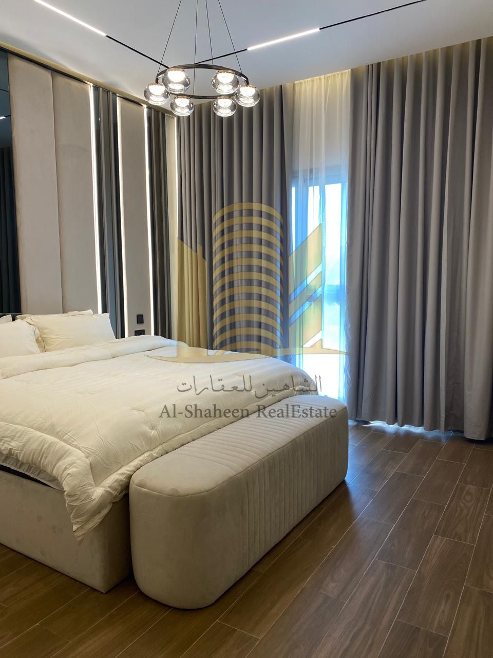 Distinctive apartment for sale in Sharjah (Al Zahia Gardens compound) Two bedrooms and a living room - Luxurious hotel-style finishes Two bathrooms + spacious kitchen + storage room + balcony First floor - Open view Area: 114 sq m (1230 sq ft) Private res