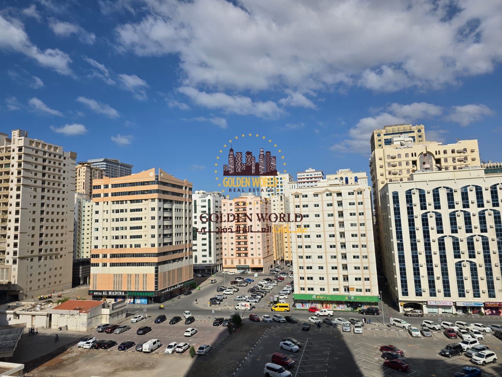 2BR apartment with balcony in Al Qasimia Al Nud near Al Majaz 1. Spacious, bright, open view, 2 bathrooms, gym & pool. Clean building. Rent 40K, negot