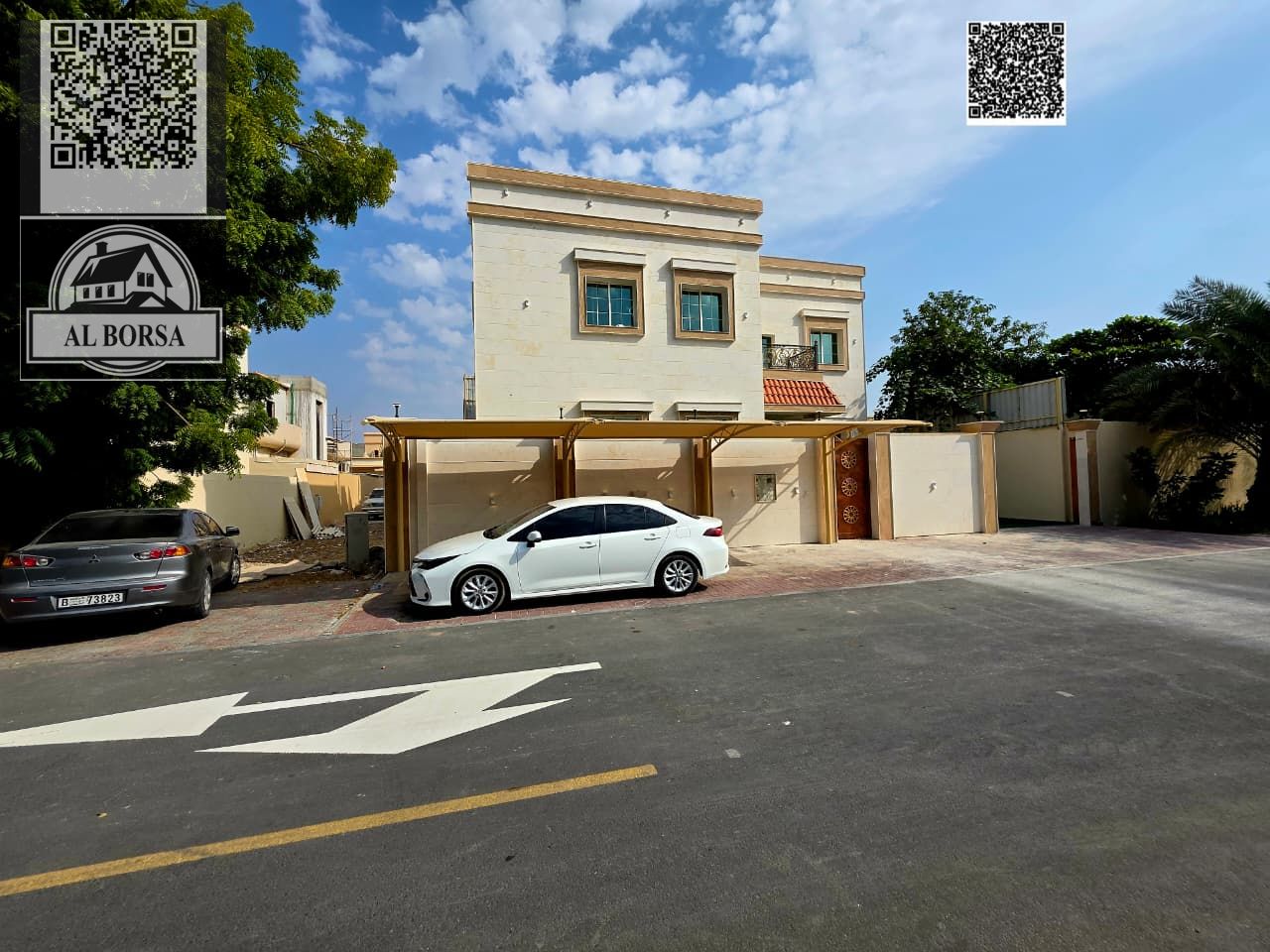 Villa for sale in Al Rawda 3, Ajman. 5 bedrooms, living room, majlis, maid's room, and spacious yard. Located opposite a mosque.