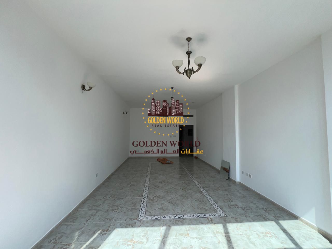 3BR + living room with balcony in Al Majaz 3, 2 master bedrooms, maid room, 4 bathrooms, parking, free AC, rent AED 70,000, 4 cheques, cash deposit.