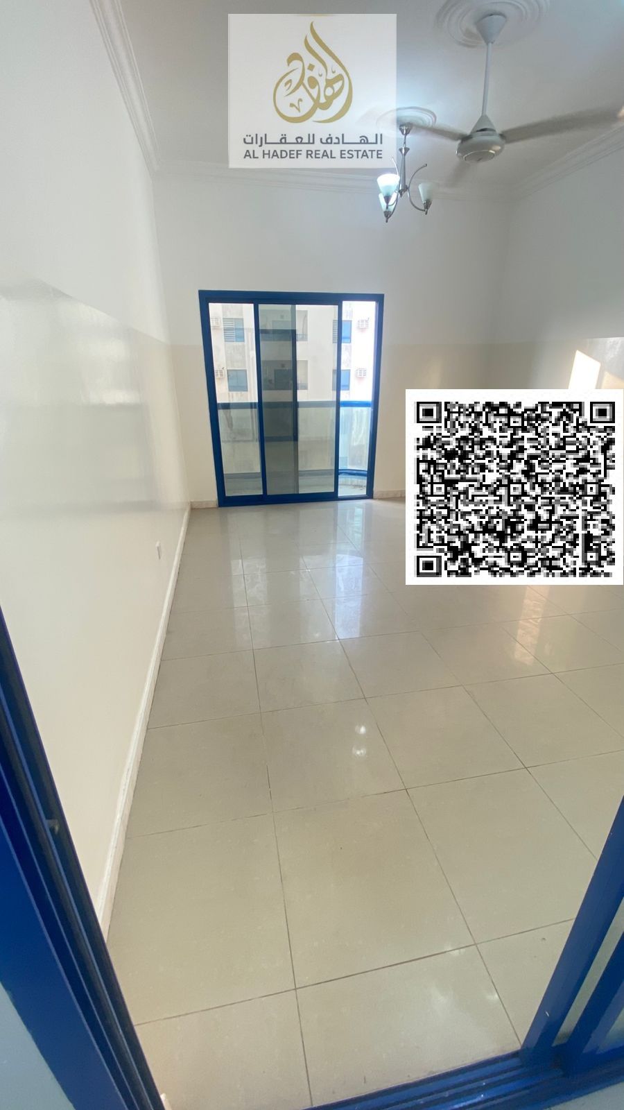 A one-bedroom apartment with a living room, one bathroom, and a balcony. The living room is completely separate. The apartment has been fully renovate