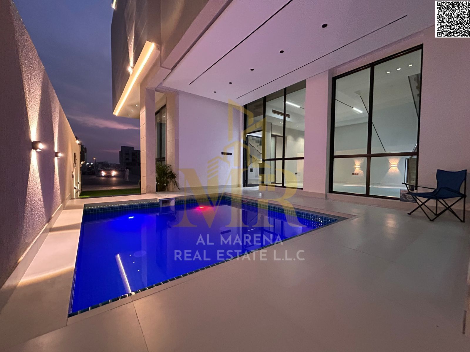 A two-story villa with a swimming pool and rooftop terrace, priced inclusive of registration and ownership fees, located on the main street and ready