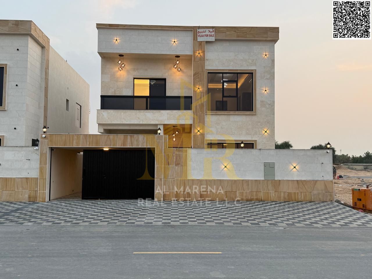 Luxury super deluxe villa for sale in Al Helio 2 area, Ajman, price including registration and ownership fees.