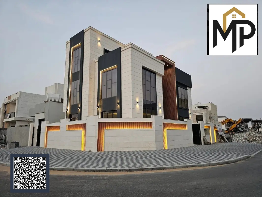 Luxury corner villa in Al Bahia – Ajman | Two floors + roof | 7 master bedrooms | Majlis and 2 living rooms | Modern kitchen | All-inclusive price