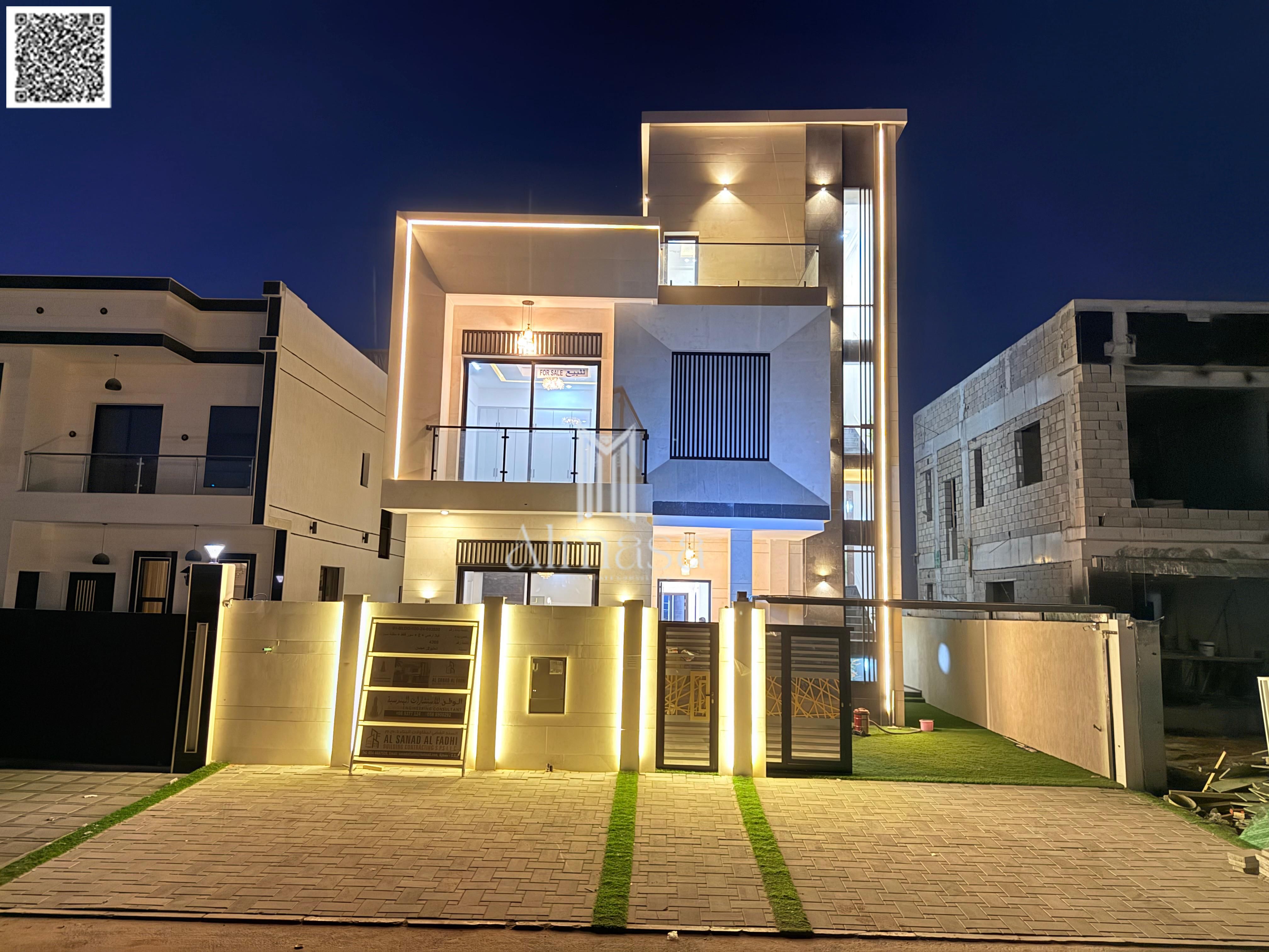 Own a luxury villa for sale in Al Helio 2, Ajman. Freehold ownership for all nationalities. All-inclusive. Prime location opposite the park.