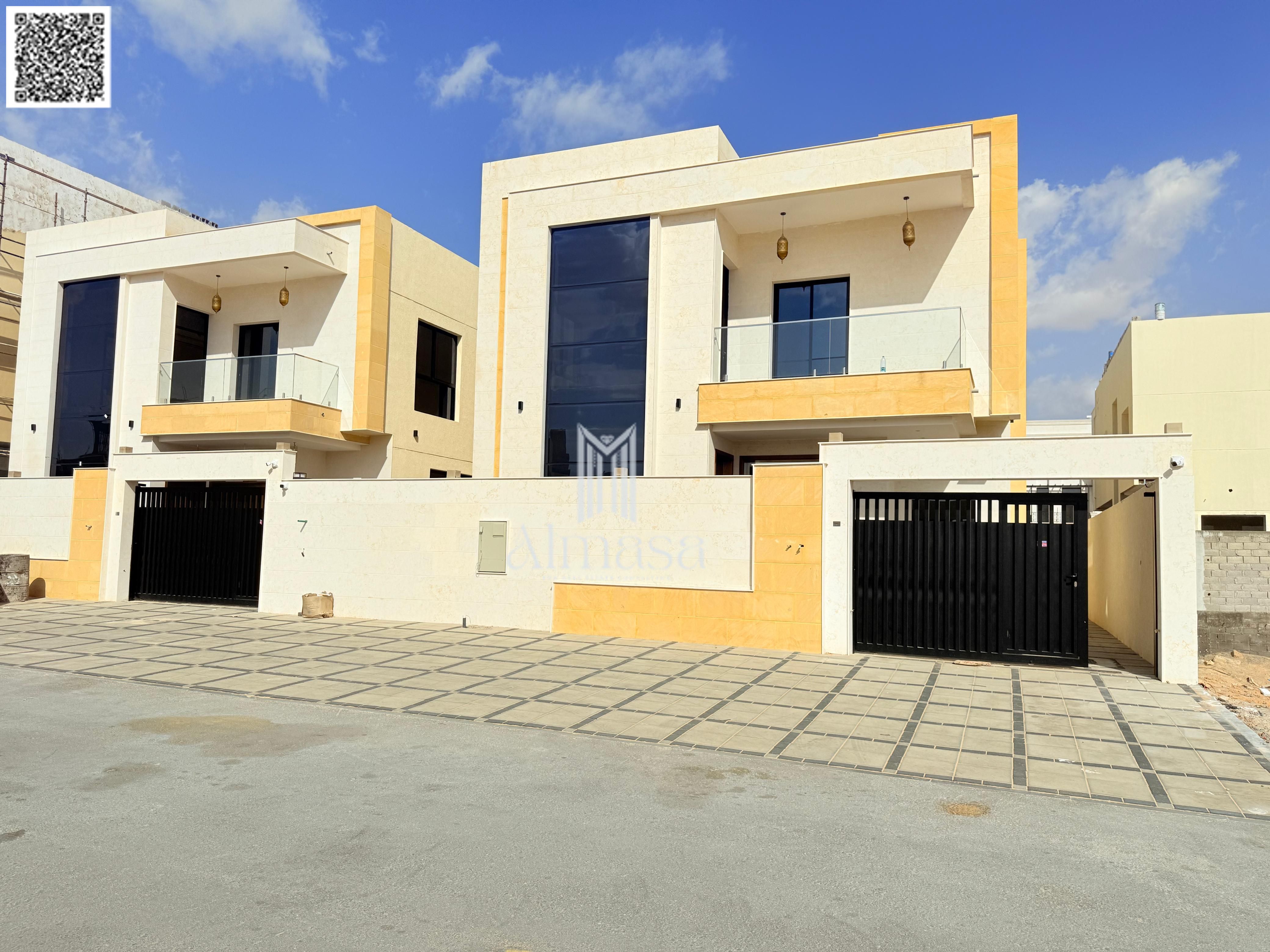 Own a luxury villa for sale in Al Helio 2, Ajman. Freehold ownership for all nationalities. High-end finishing. Prime location on the main road.