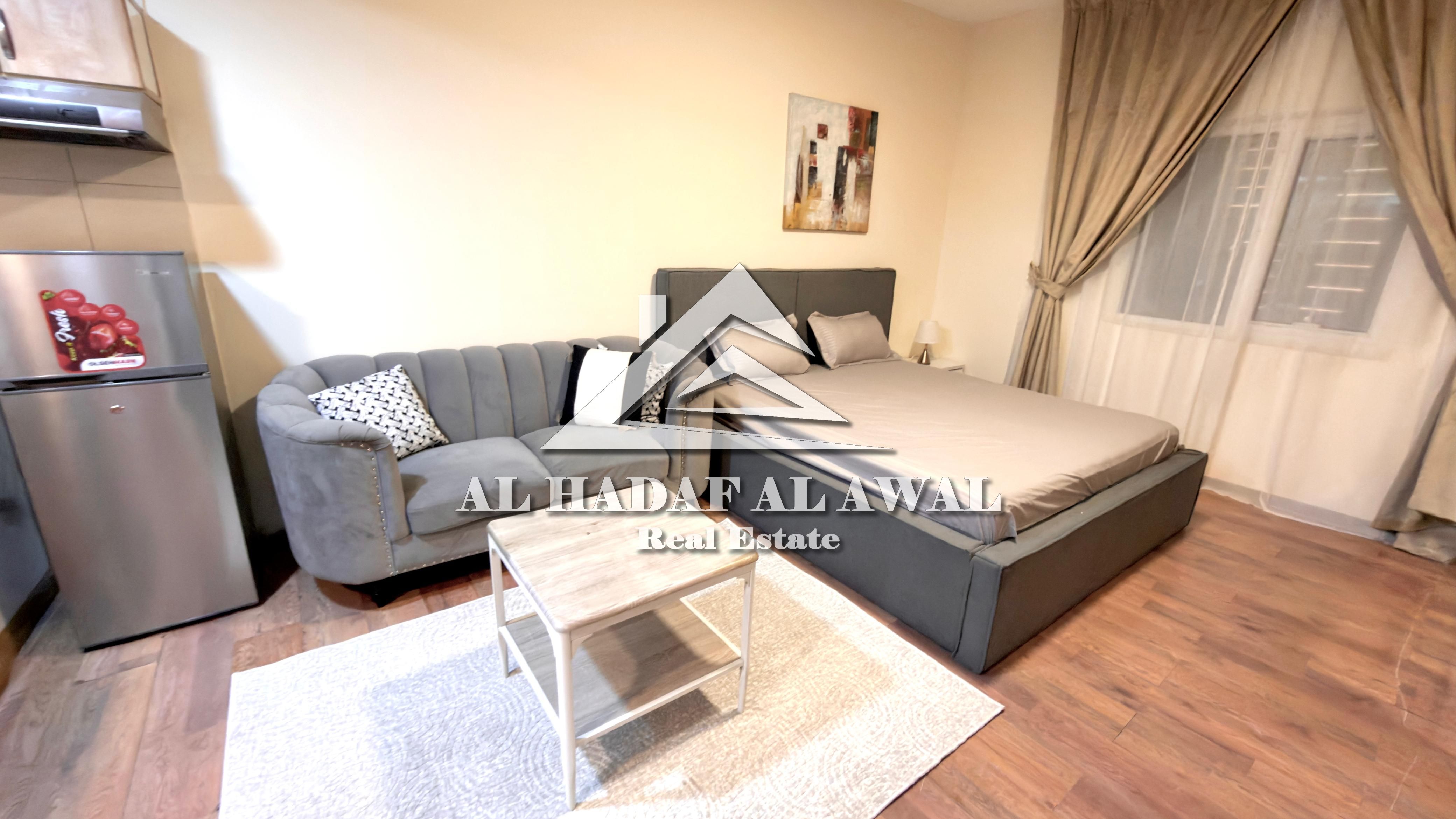 Studio apartment for rent in Al Majaz 3, in a prime and vibrant location. First occupant, ready for immediate occupancy.