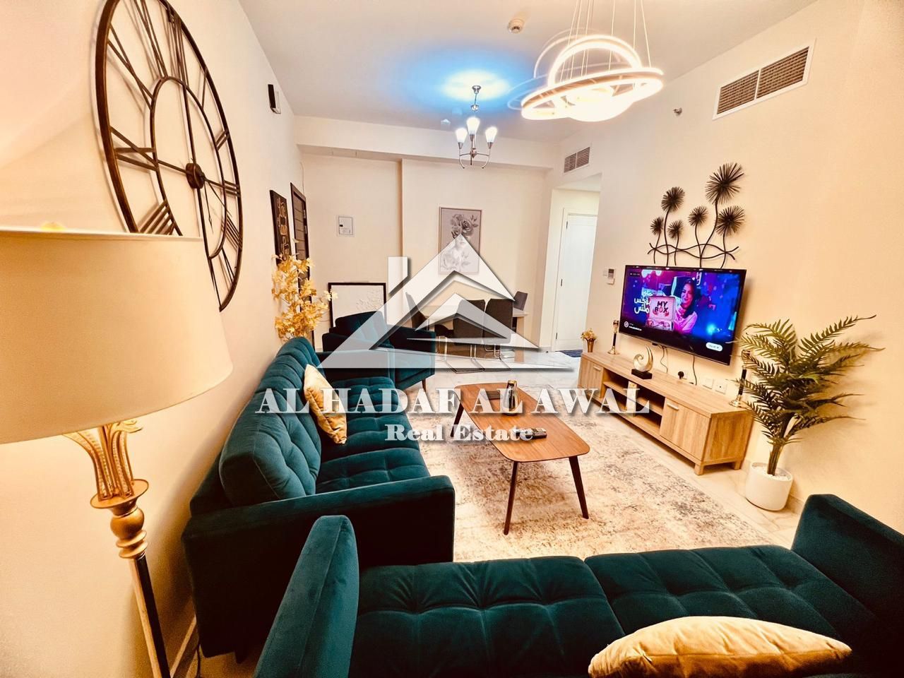One bedroom and living room available in Al Qasba. The bedroom is a master suite with a balcony and a view. Rent is 5700 SAR including all bills.
