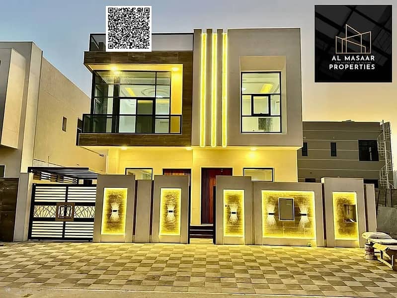 Villa with all registration and ownership fees included, on the main street, ready to move in, in one of the most prestigious areas of Ajman, freehold