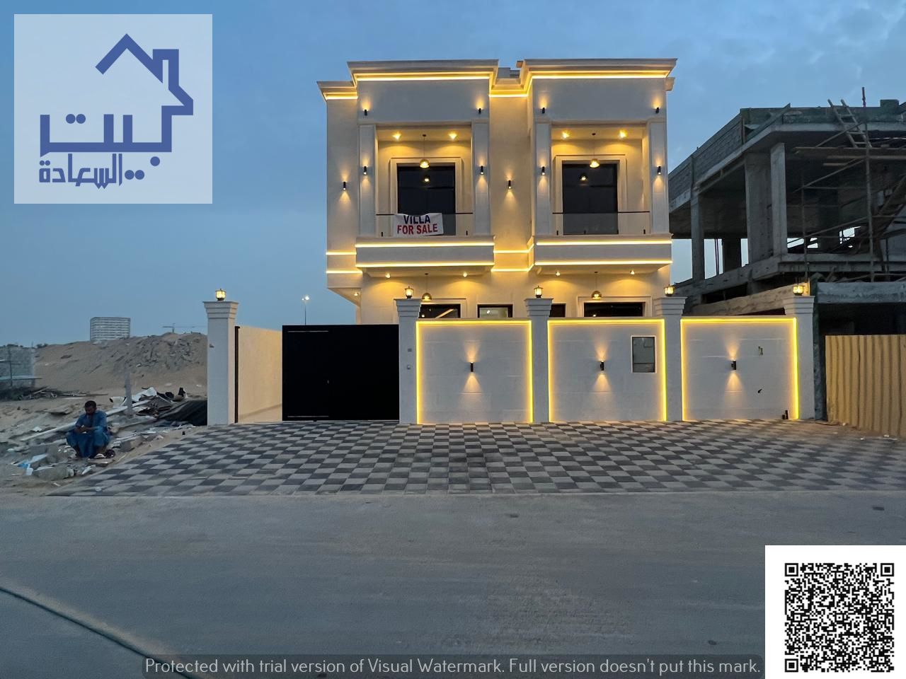 Villa for rent in Al Helio 2, Ajman. Six master bedrooms. Payment in four installments. Close to all services and near Sheikh Mohammed Bin Zayed Road.