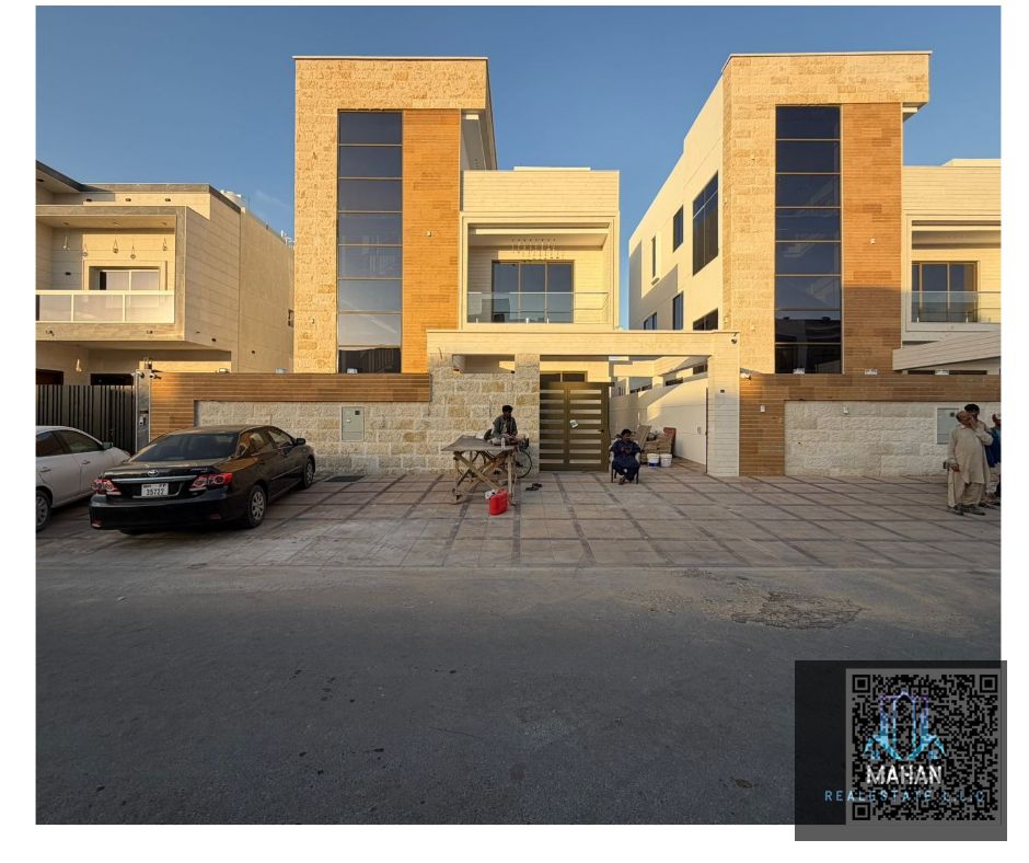 Brand New Villa For Sale In Ajman Al Bahya 6 Bedroom 8 bathroom Hall Majlis Kitchen Maid room Roof Access Land size : 3014 built up area 4000 Asking Price : 2 Million