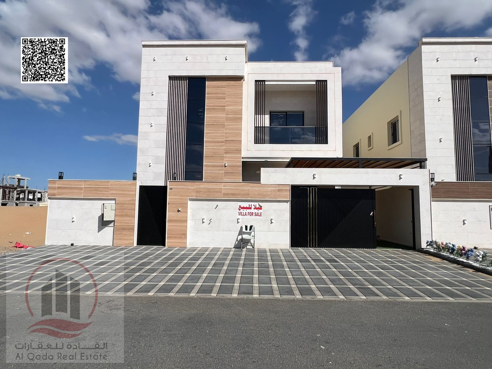 Villa for sale in Al Bahia, Ajman. Modern design. The villa includes registration fees and features 5 master bedrooms
