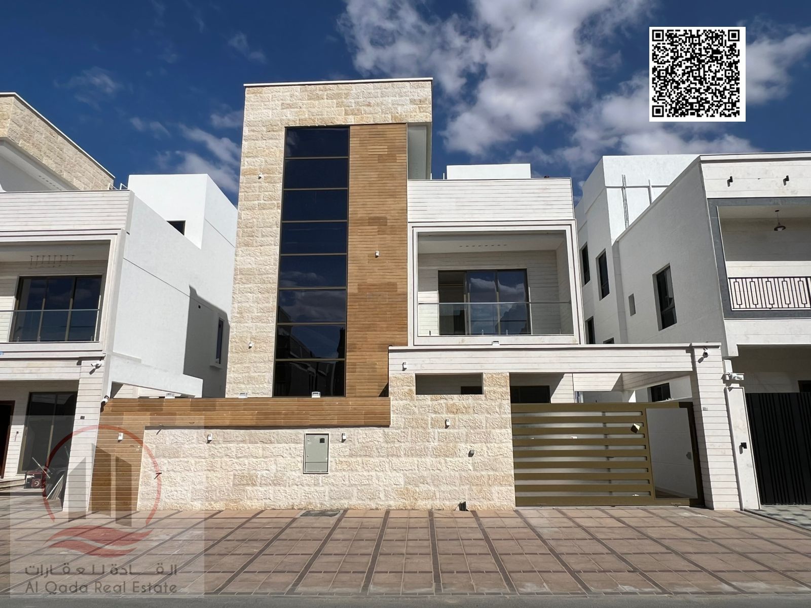 Villa for sale in Al Bahia, Ajman. Modern design. The villa includes registration fees and features 6 master bedrooms