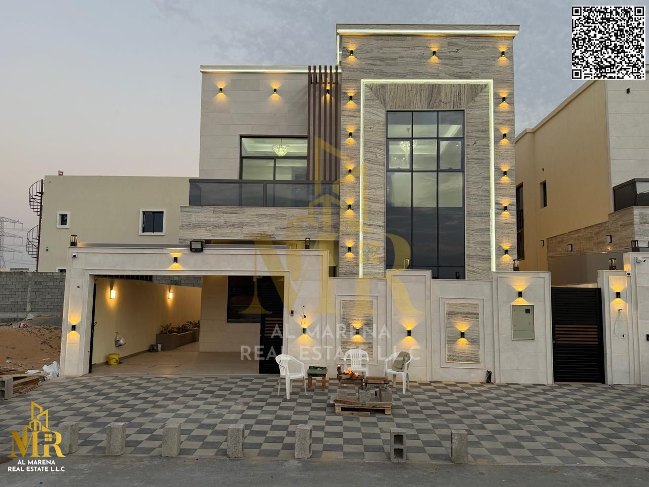 Villa in Al Helio 2 near the services complex and Emirates Crossing Road, five bedrooms with practical layout and comfortable spaces, prime accessible