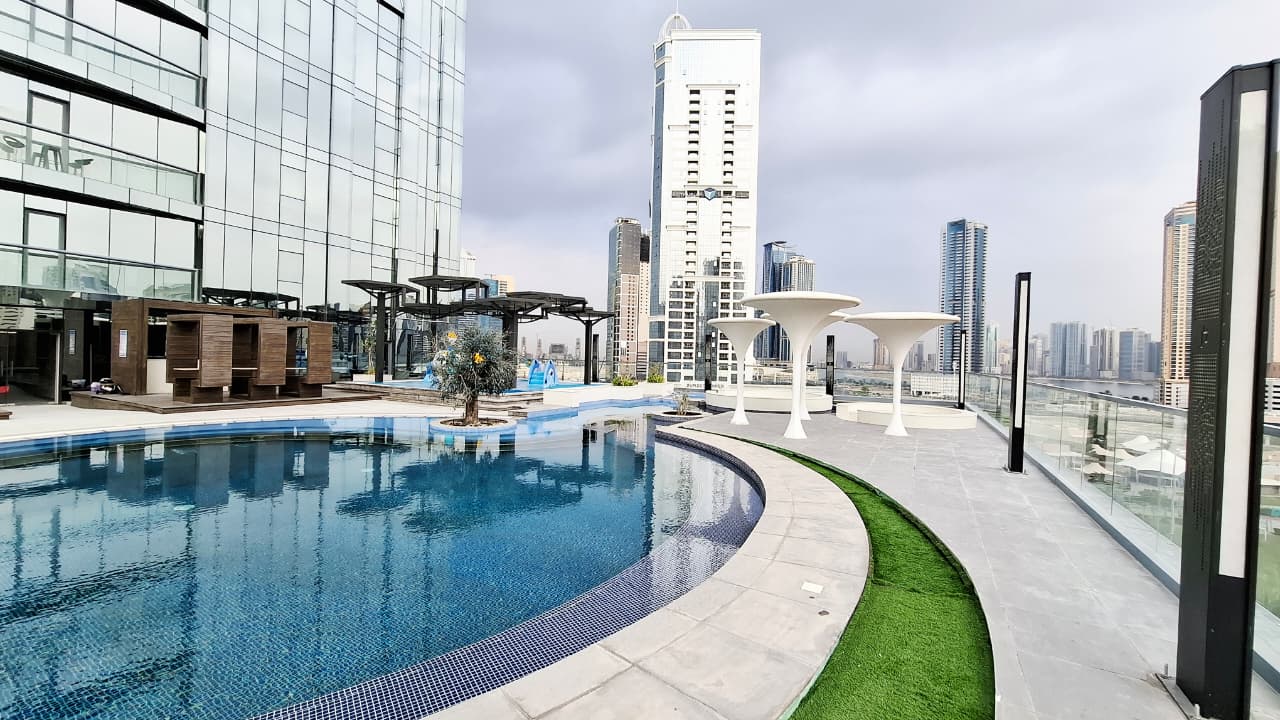 Luxury Spacious Apartment Spacious Hall with Open View Balcony Fully Open Window Kids Play Area Gym & Pool 1 Free Parking 20 days Free in Al Mamzar