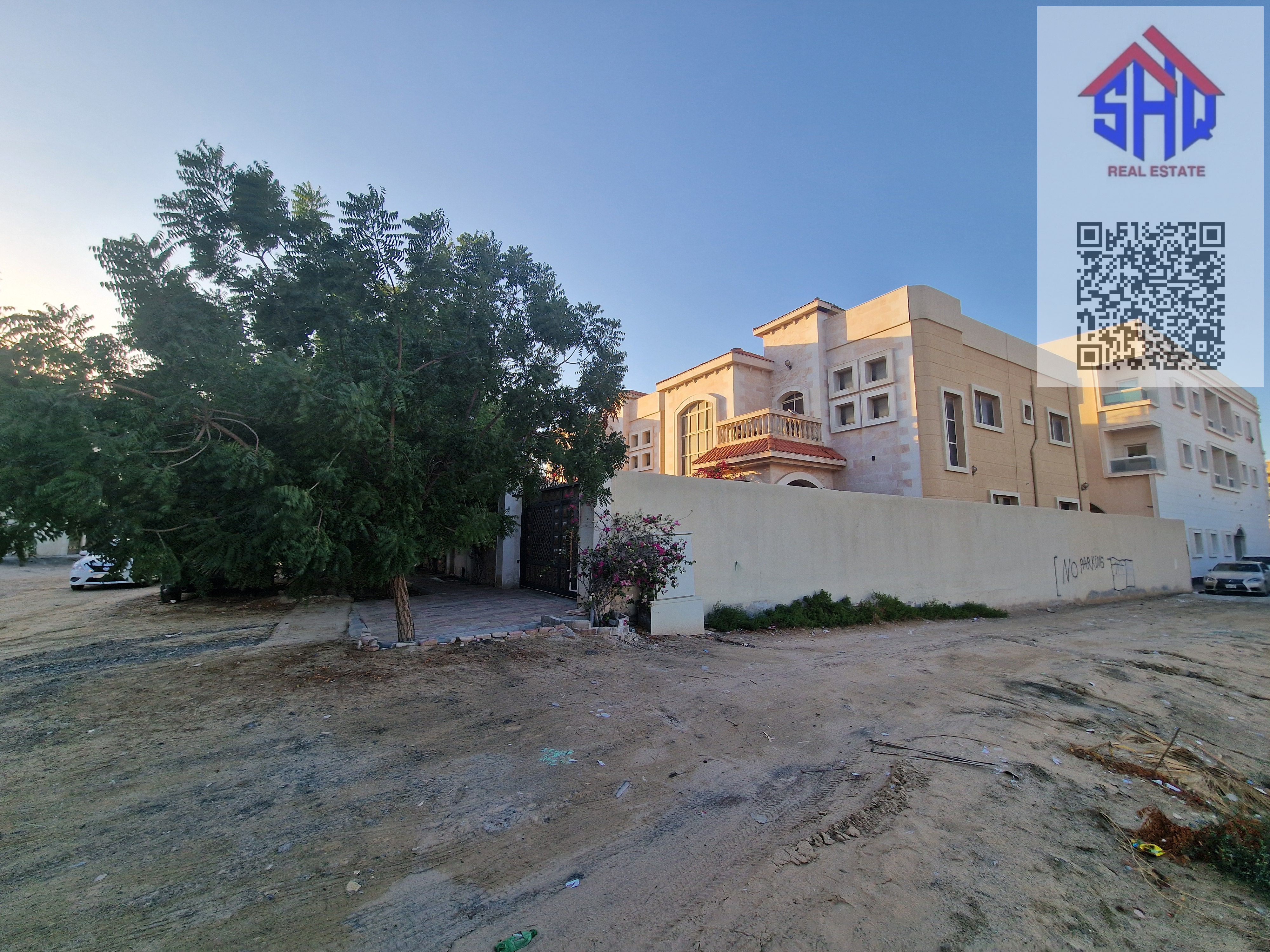 Villa for sale in Al Rawda area, near a mosque. Includes water, electricity, and air conditioning. Five rooms, living room, and maid's room.
