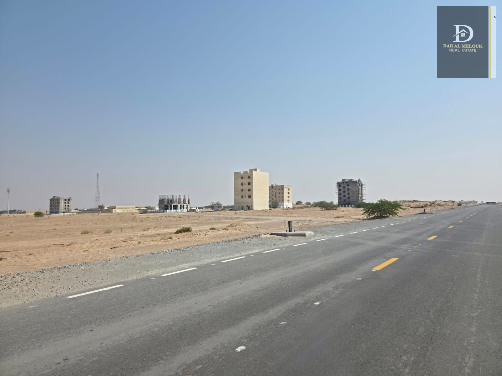 For Sale in Sharjah Al Malha Area (formerly Jumeirah) Commercial Land Area: 3225 sq ft Corner plot on two streets, 24 meters each Ownership avail