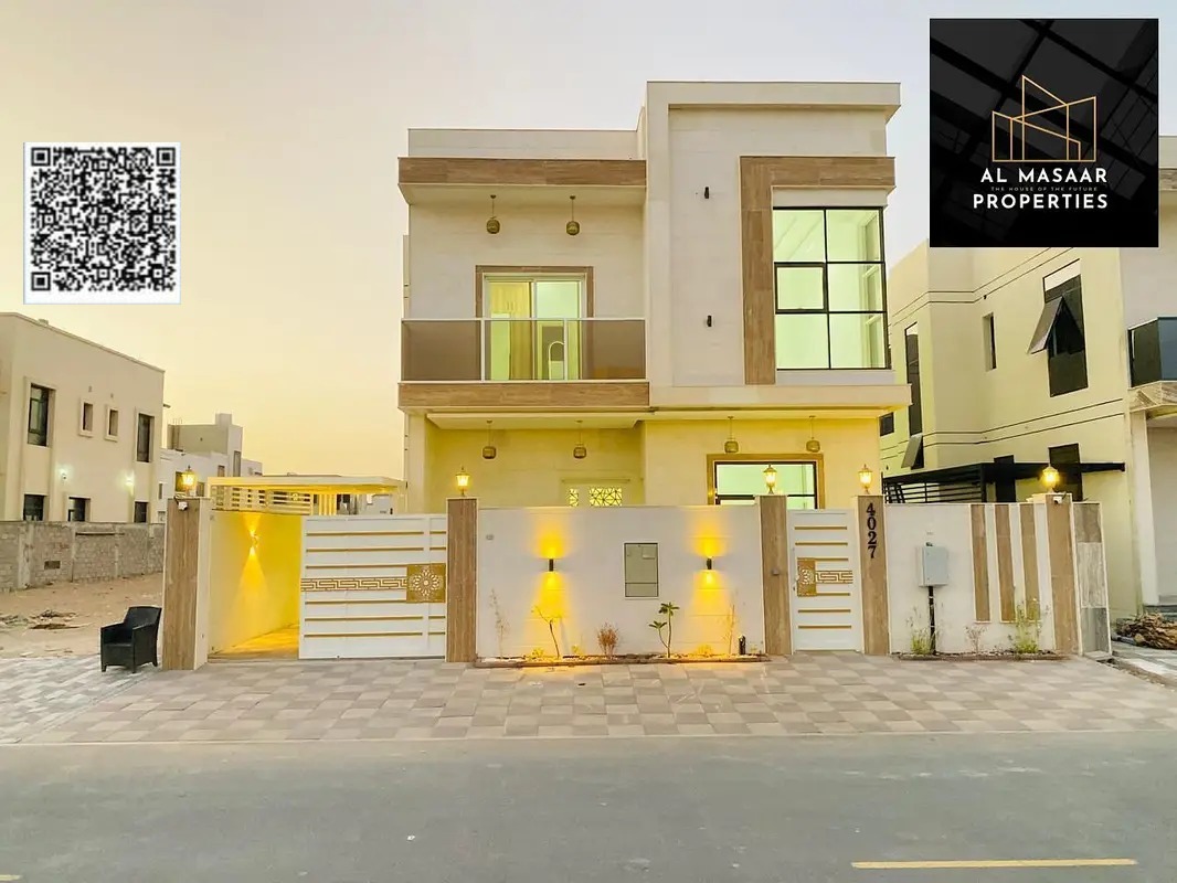 A villa with electricity and water included, ready to move in, in one of the most prestigious areas of Ajman, freehold ownership.