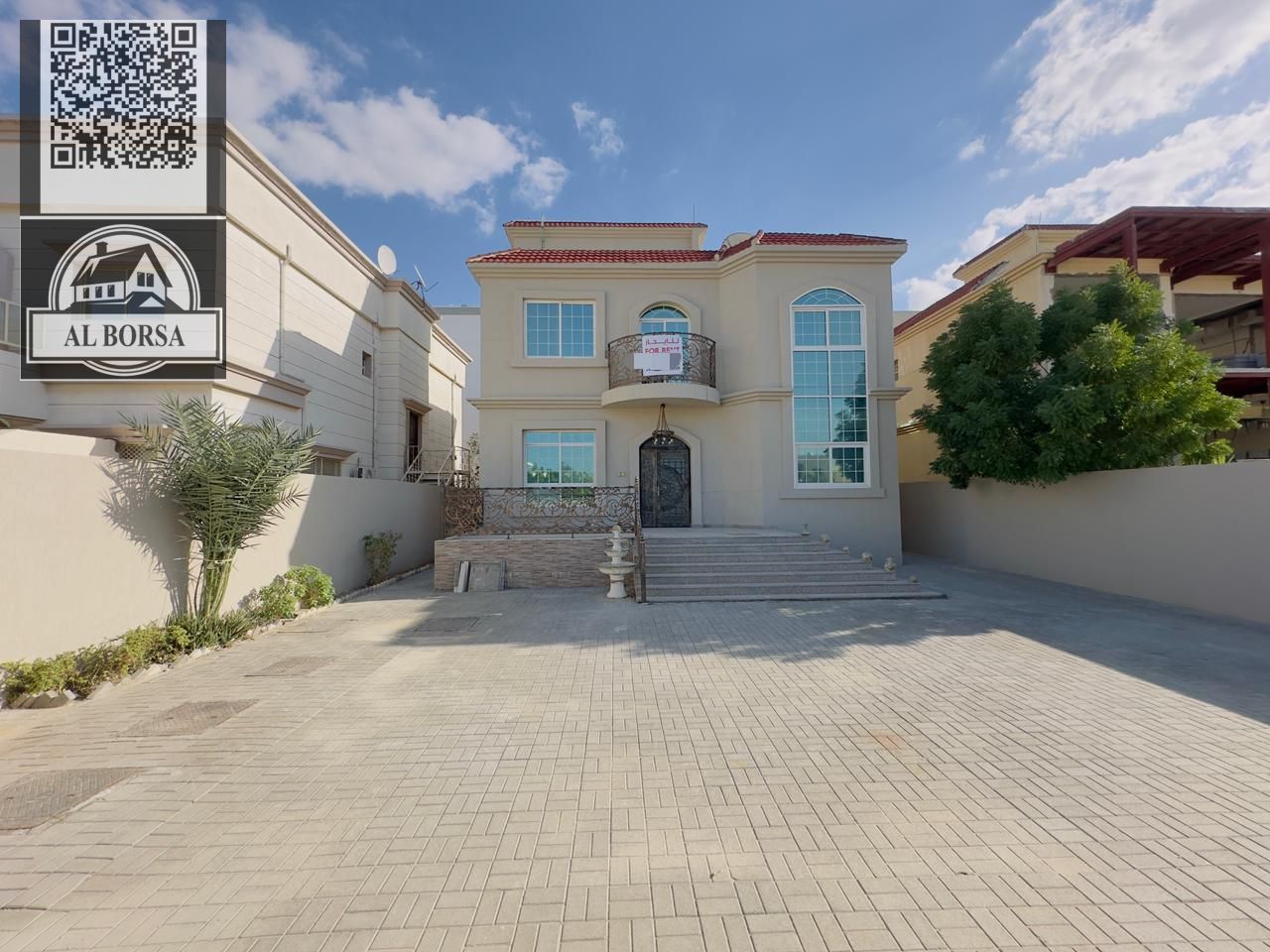 Villa for rent in Al Muwaihat 3 - Ajman, 5 rooms + large hall, two floors + roof, opposite a mosque.