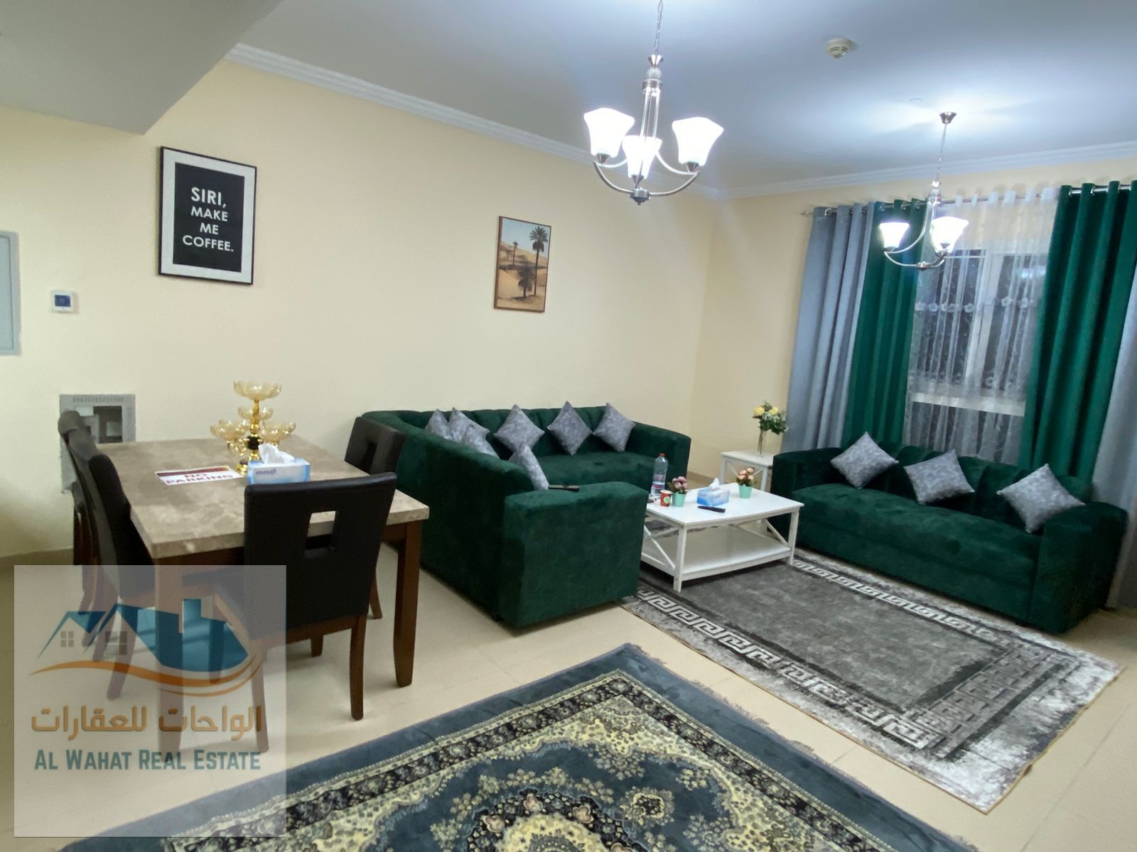 Furnished room and hall for monthly rent in Ajman, first occupant, large area, opposite City Centre, price 4200 including all bills.