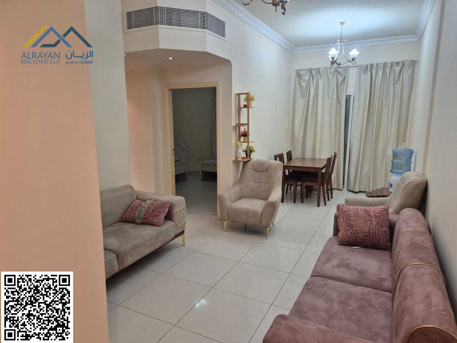 Furnished two-bedroom apartment with living room for monthly rent at an excellent price