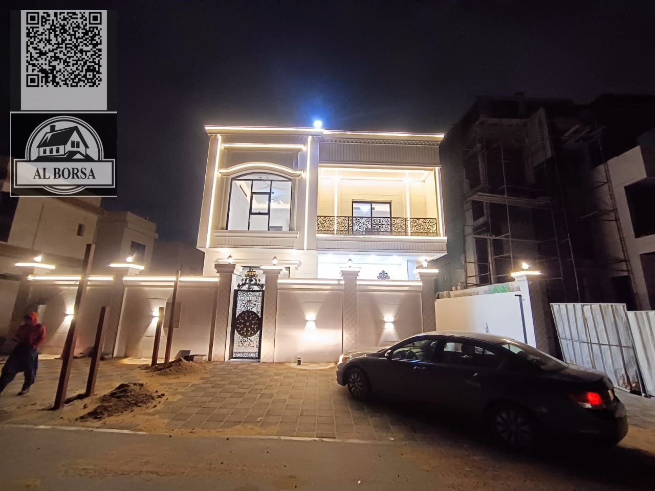 Al-Haliyo 2 villa for sale with a ground floor, first floor, and roof pool, 5 master bedrooms, a majlis, a living room with a kitchen, and a maid's ro