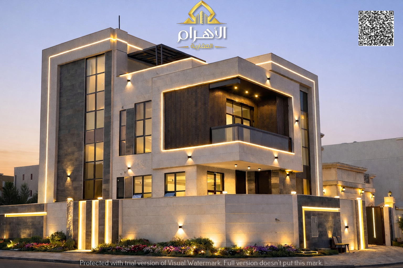 European corner villa - 4 bedrooms with private pool - 2 floors and roof - on the main street, directly behind services and opposite a mosque