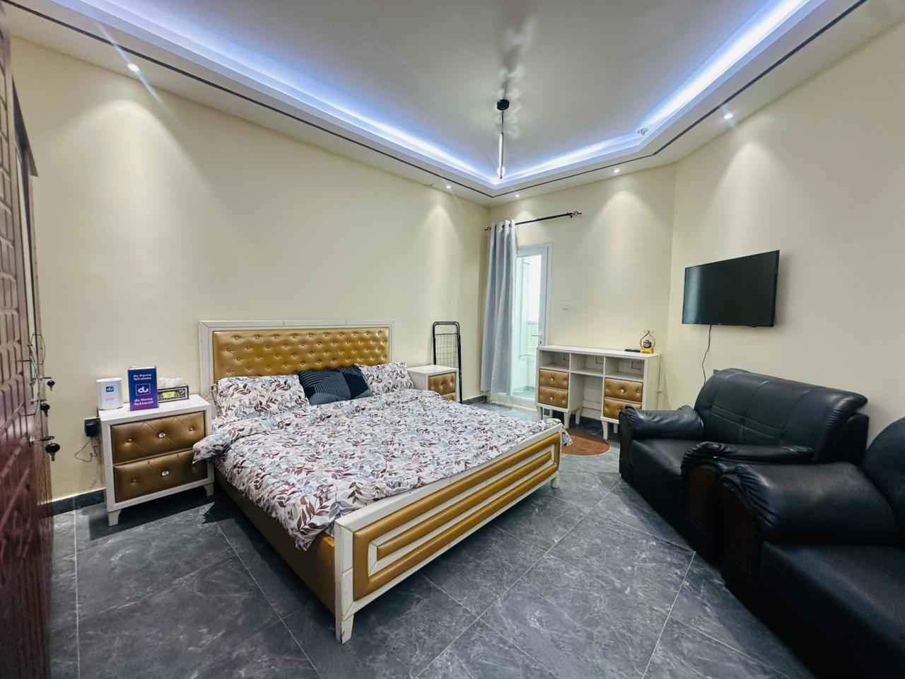 Furnished studio apartment for monthly rent in Al Rashidiya area, overlooking the creek.