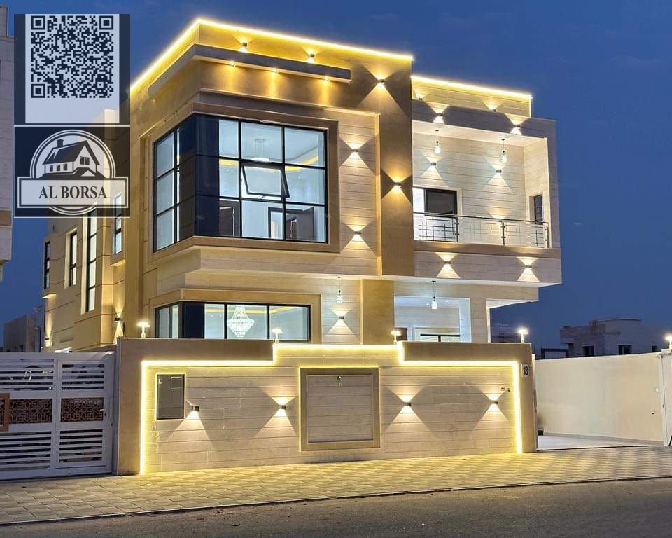 Villa for rent in Al Yasmin - Ajman, 5 master bedrooms + Majlis + 2 halls + kitchen + maid's room.