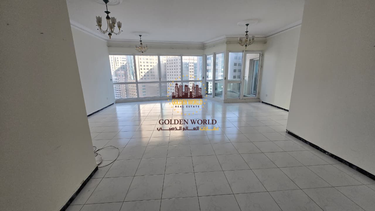 Approved apartment (permit 2) on the Corniche, featuring three bedrooms and a living room with spacious areas. It includes free air conditioning, four
