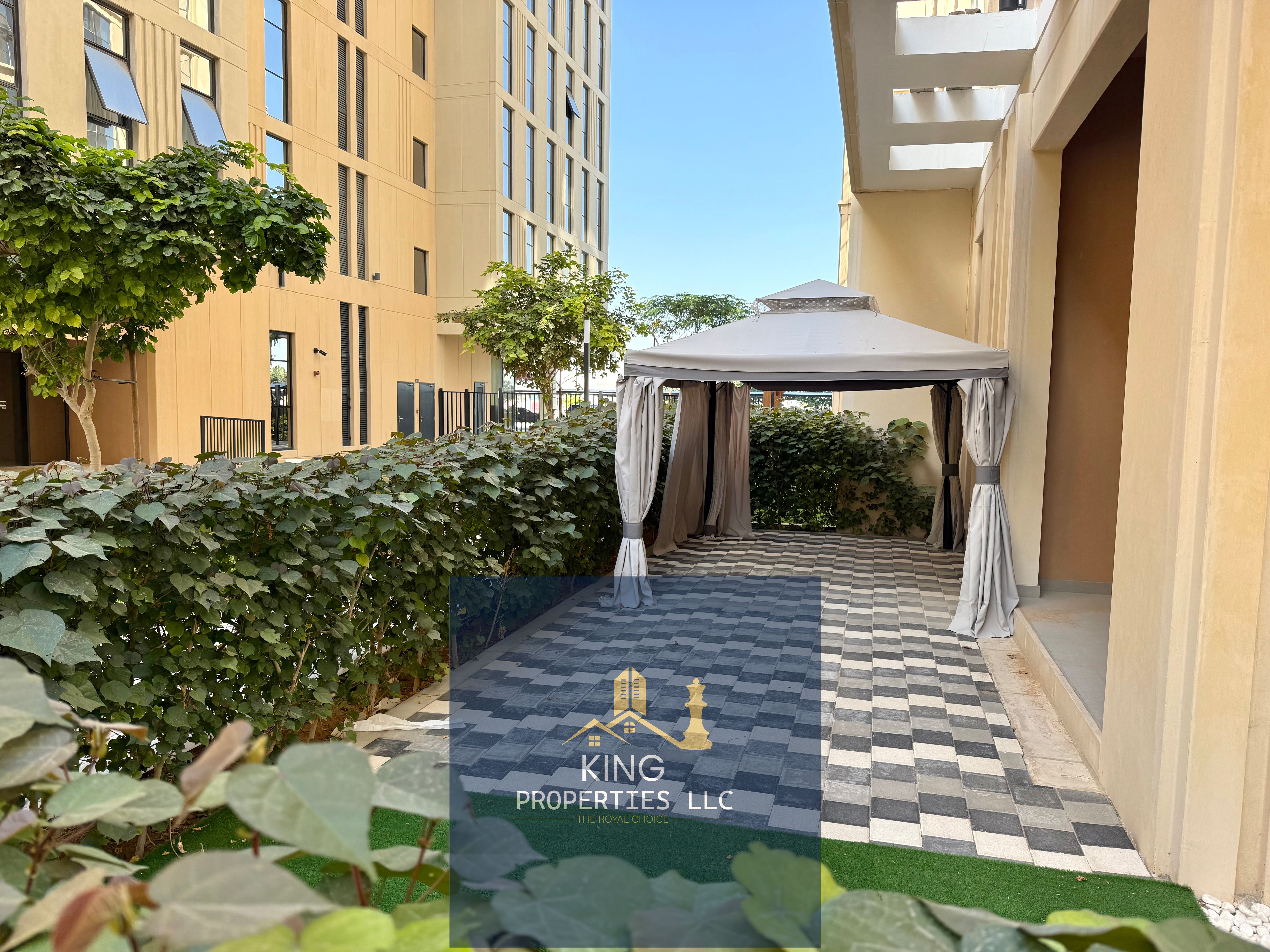 Spacious 1 bhk with privet garden pool view for rent Al mamsha Sharjah