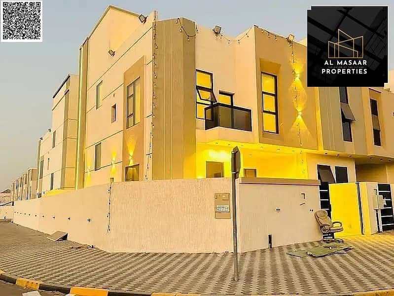 Villa with all registration and ownership fees included, on the main street, ready to move in, in one of the most prestigious areas of Ajman, freehold