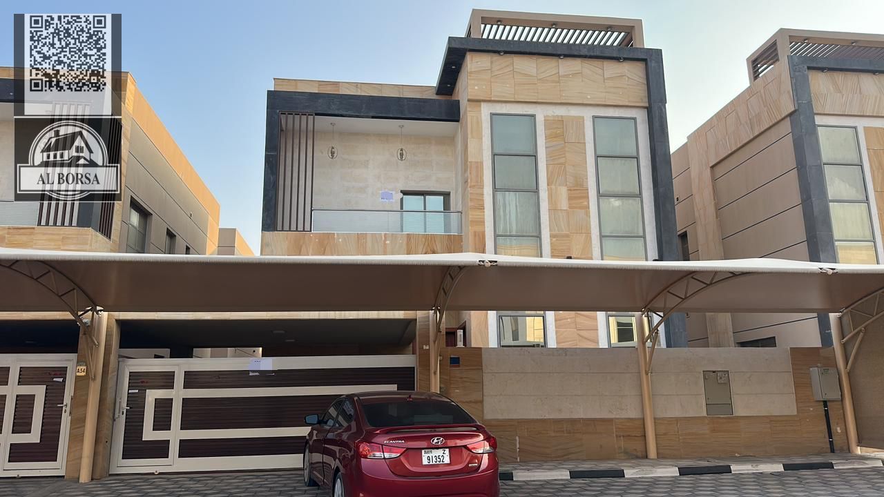 For rent in Al Yasmin - Ajman, 4 master bedrooms, majlis, hall and maid's room, first tenant.