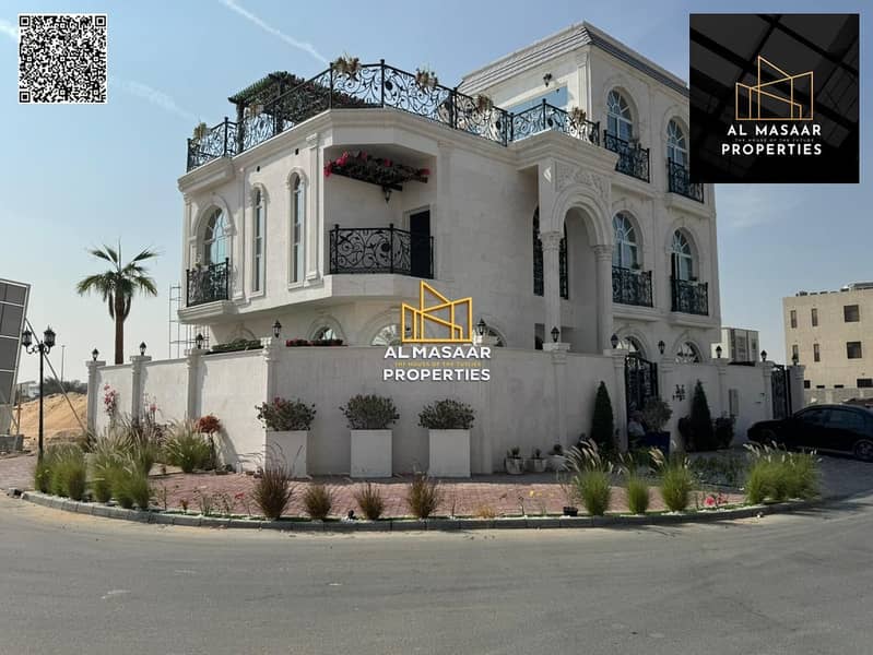 Luxurious corner villa, two floors and a rooftop – fully air-conditioned, freehold ownership for life for all nationalities | Near Mohammed Bin Zay
