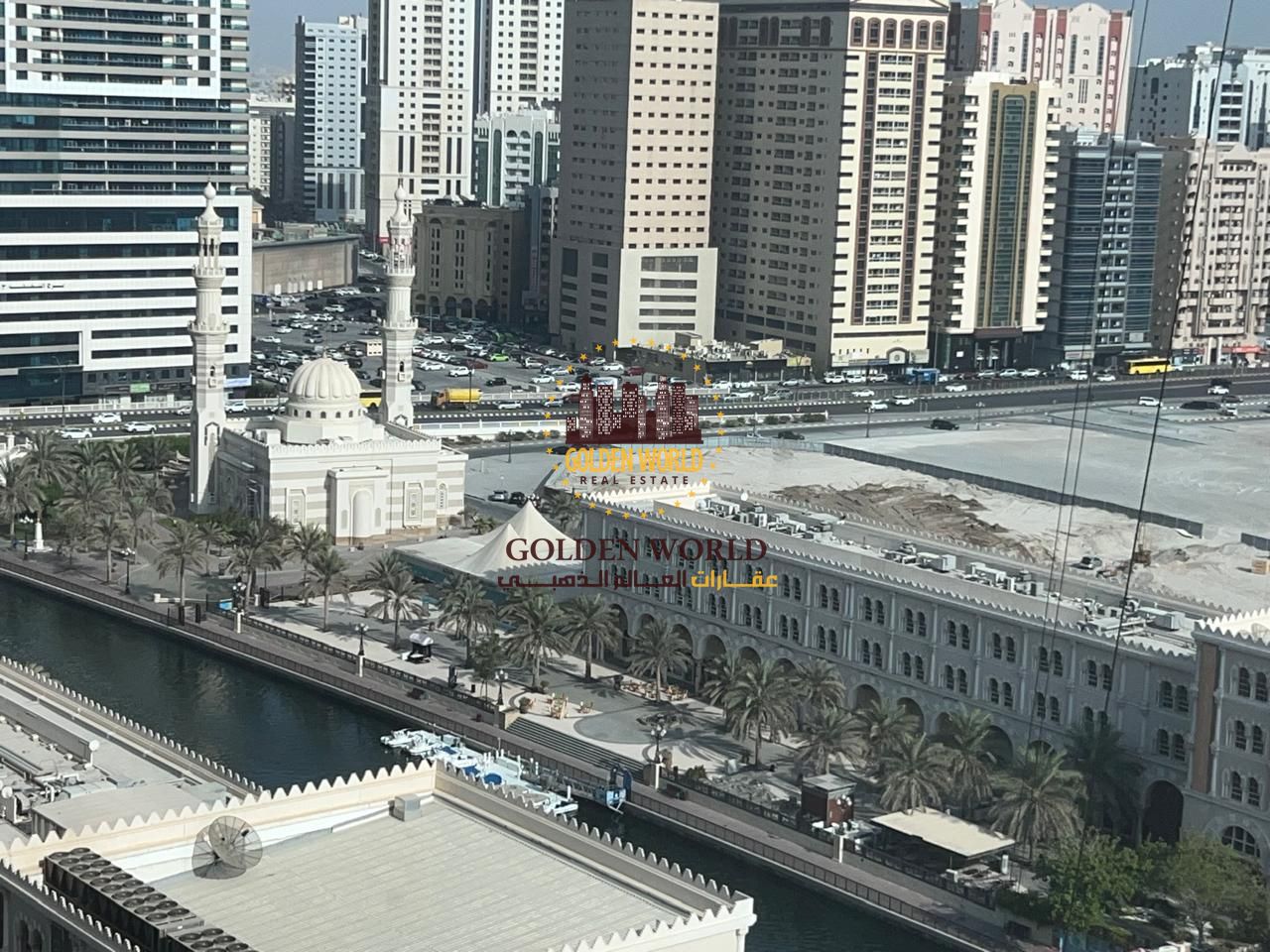 2BR apartment with balcony in Al Qasba, Al Khan – Al Majaz 3. Free AC, 2 master rooms, 3 baths, Qasba view, gym & pool. Rent AED 67,000.