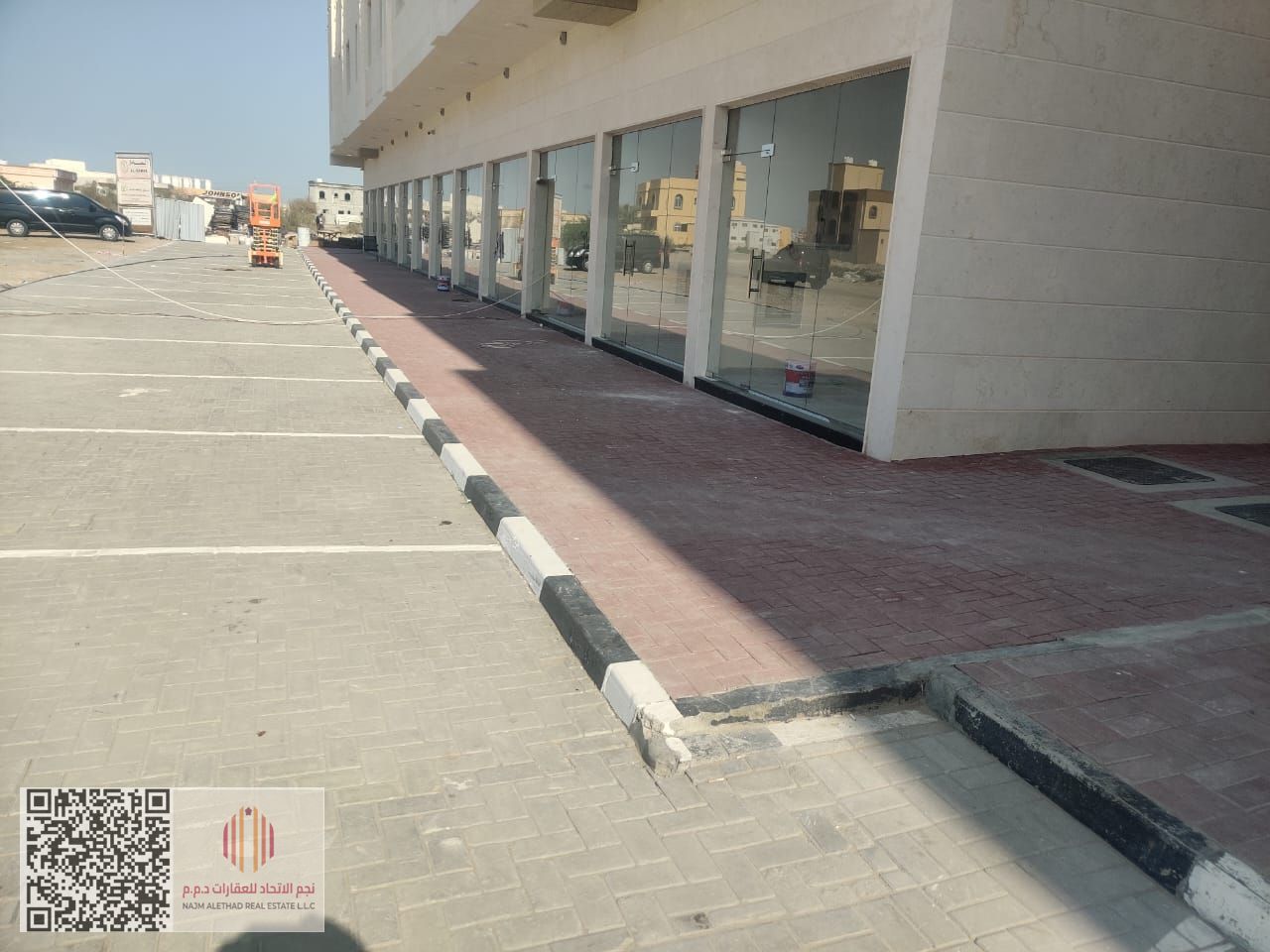 Brand-new commercial shops, first occupancy, available for annual rent. Located in Ajman – Al Jurf Industrial Area 1, in a prime location close to Al