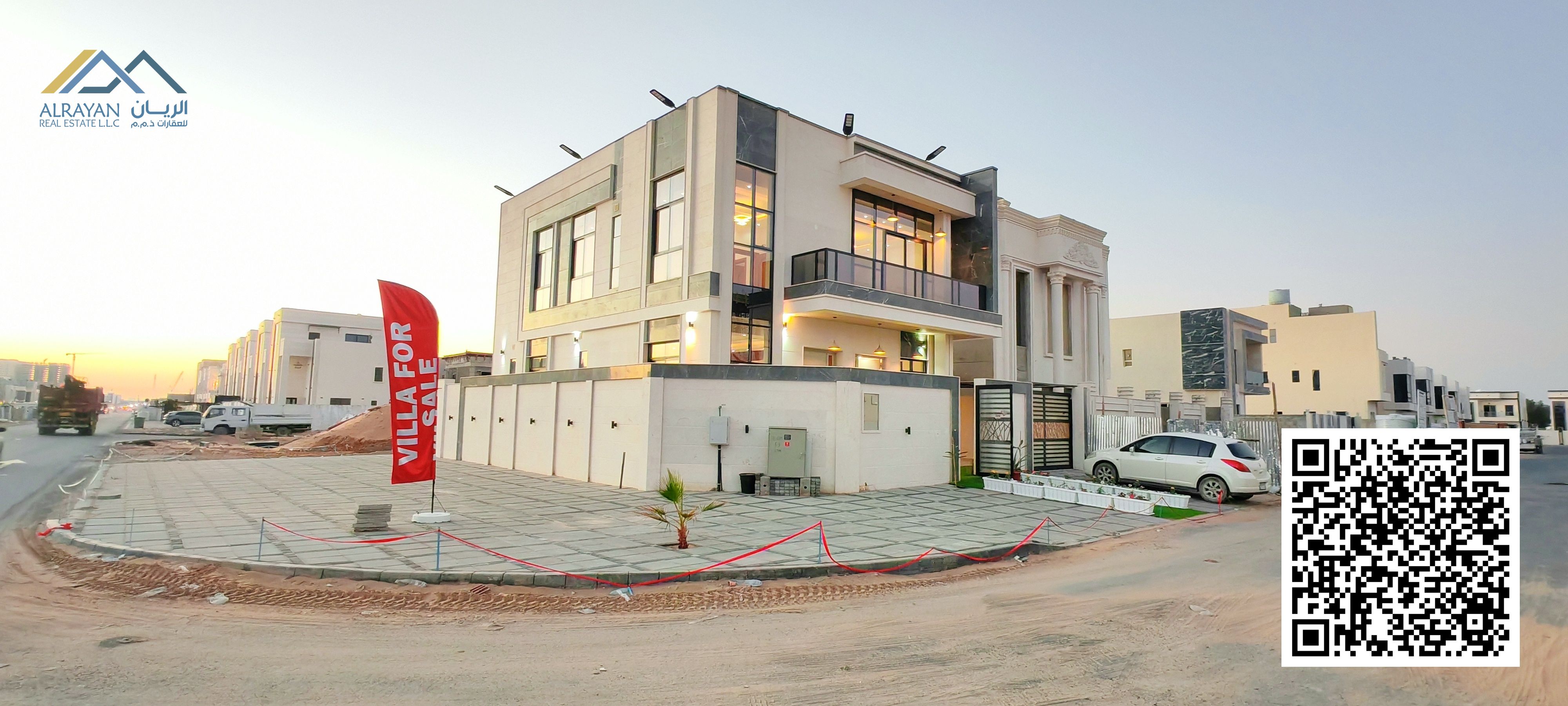 Corner villa with custom finishing, freehold, all services included in Al Helio 2