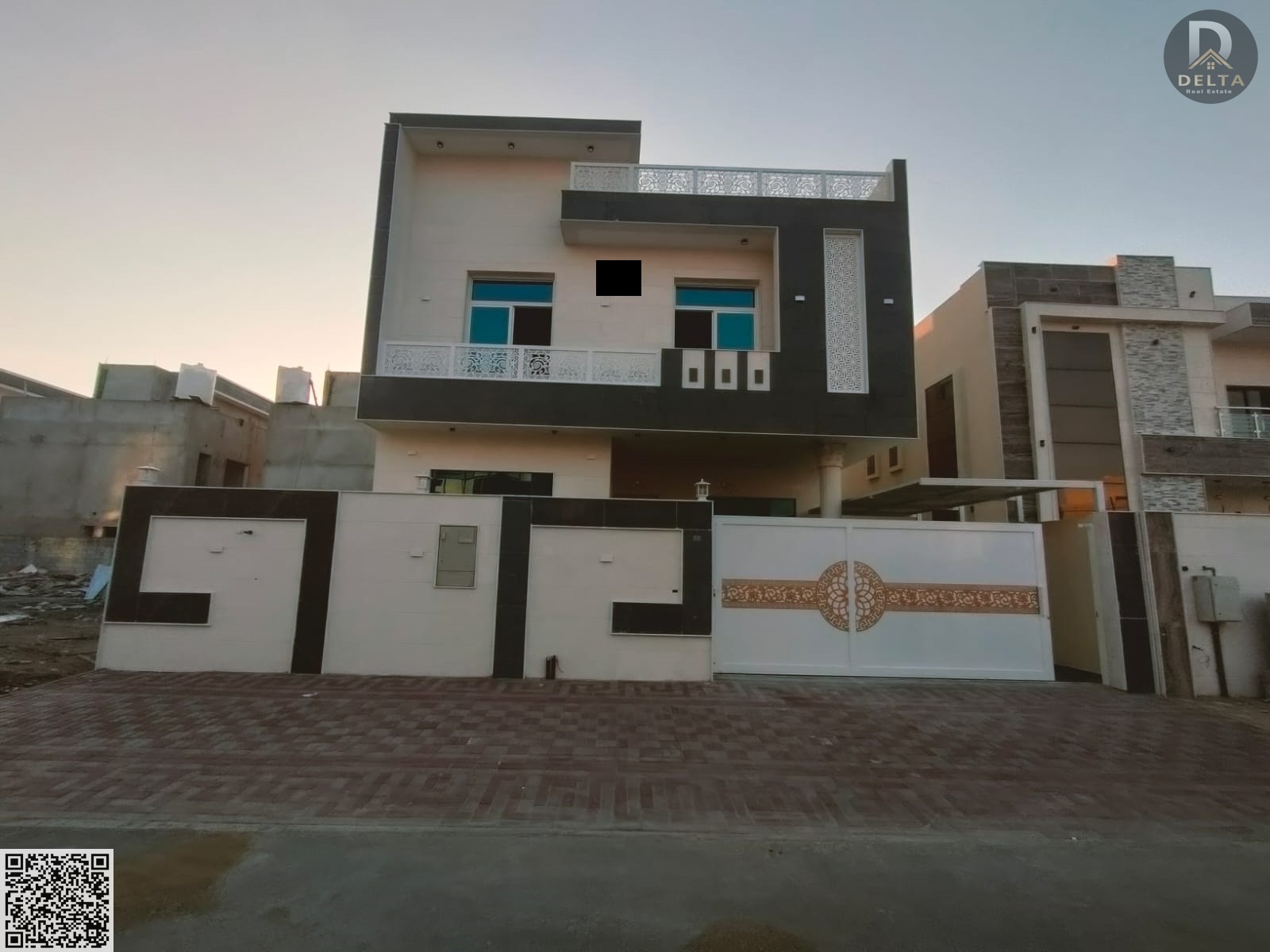 A beautifully designed villa in one of the best areas of Ajman, Al Yasmin district, on a main street near all services, giving it a truly distinctive