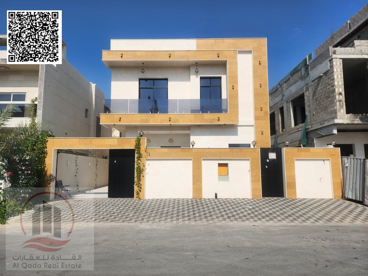 Villa for sale in Al Yasmeen area, Ajman. Modern design. The villa includes electricity, water, and air conditioning. (5 master bedrooms, majlis with