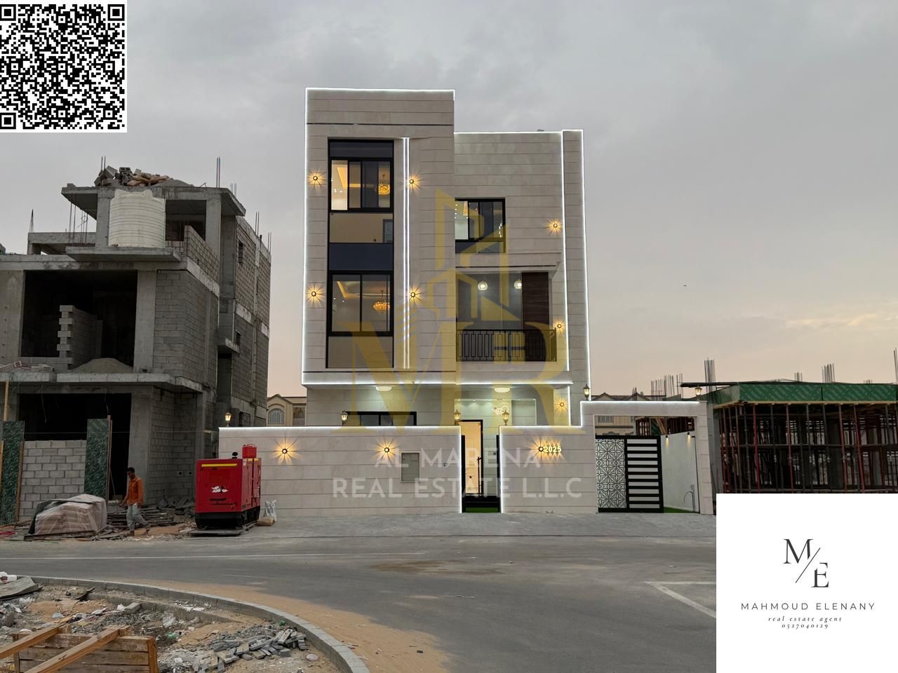 A villa for sale in Al Zahiyah, Ajman, with all electricity, water, air conditioning, and a private pool included. Located on the main street, this vi