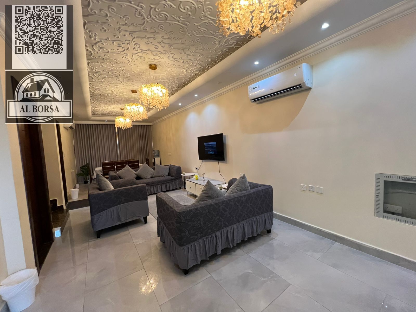 For monthly rent: Furnished VILLA in Al Yasmin – Ajman, 5 rooms + maid's room, very clean furnishings.