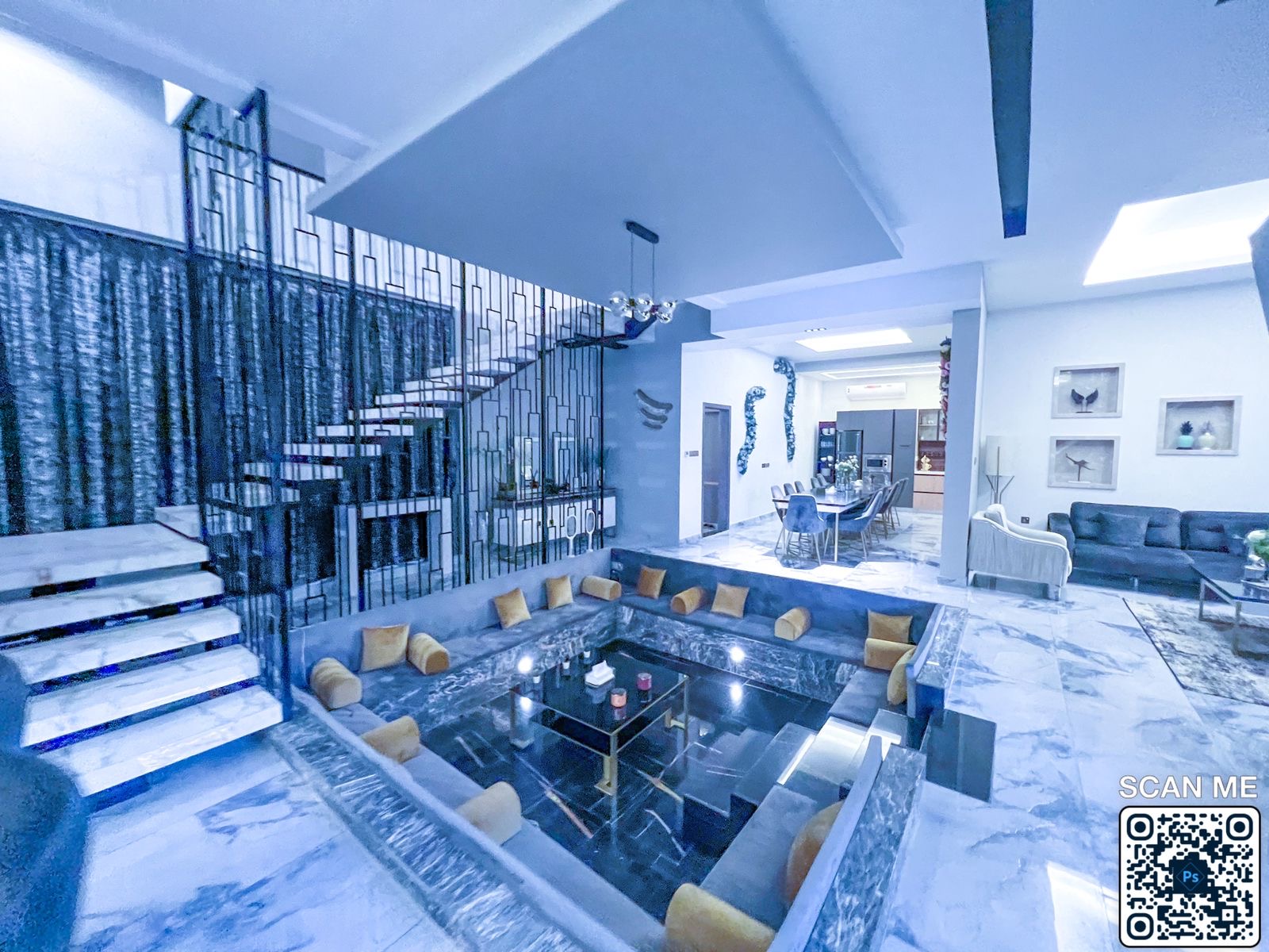 Two-story villa with swimming pool For sale in Ajman Al Aaliyah area Area: 4500 sq ft Personalized finishing (super deluxe) Ground floor: Outdoor seating area + swimming pool Large living room + majlis + dining room Indoor American kitchen + outdoor