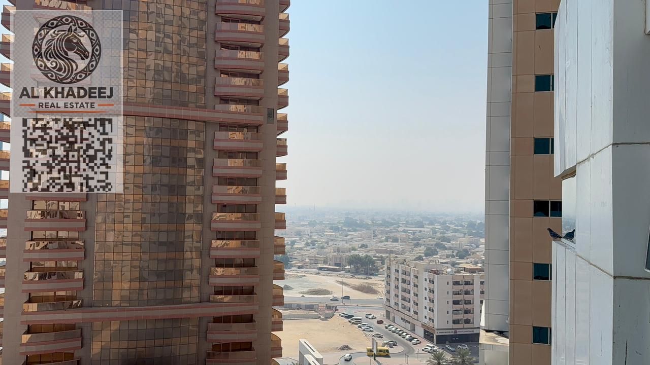 2BR apartment in Ajman One Tower with city & park view. 1,616 sq ft, vacant and ready. Cash price AED 650K with private parking.