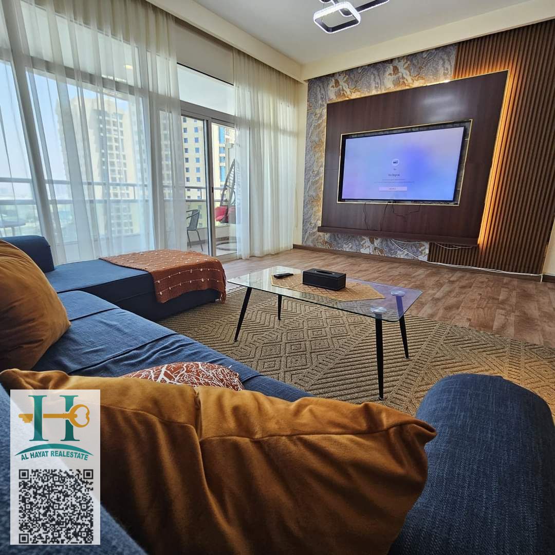 In horizon tower Al Rashdia 1 Ajman see view 2 bedroom with 3 bathroom and including parking and fully furnished in high floor the perfect and prim location and fantastic view