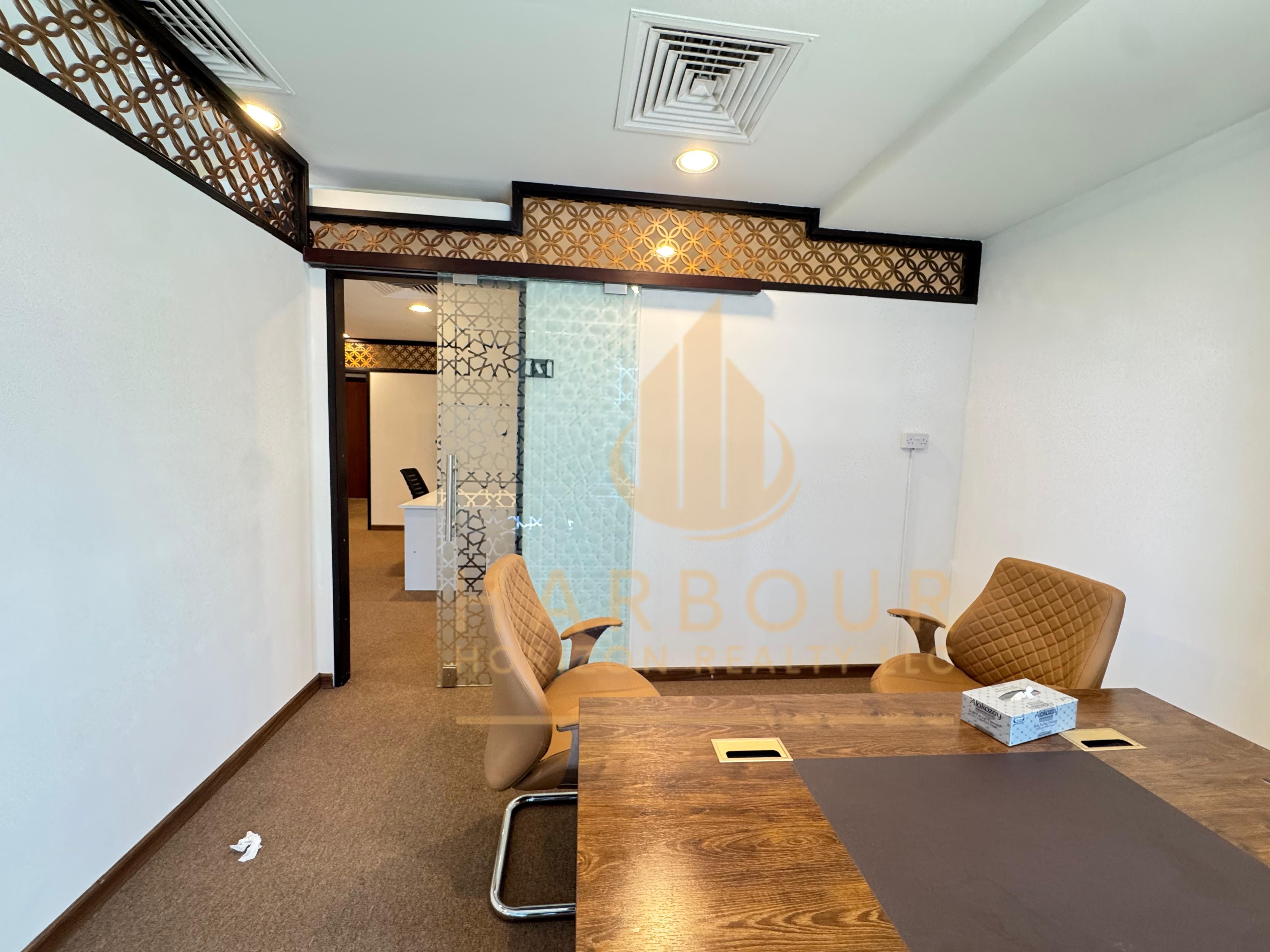 Furnished Office For Rent With Glass Partitions