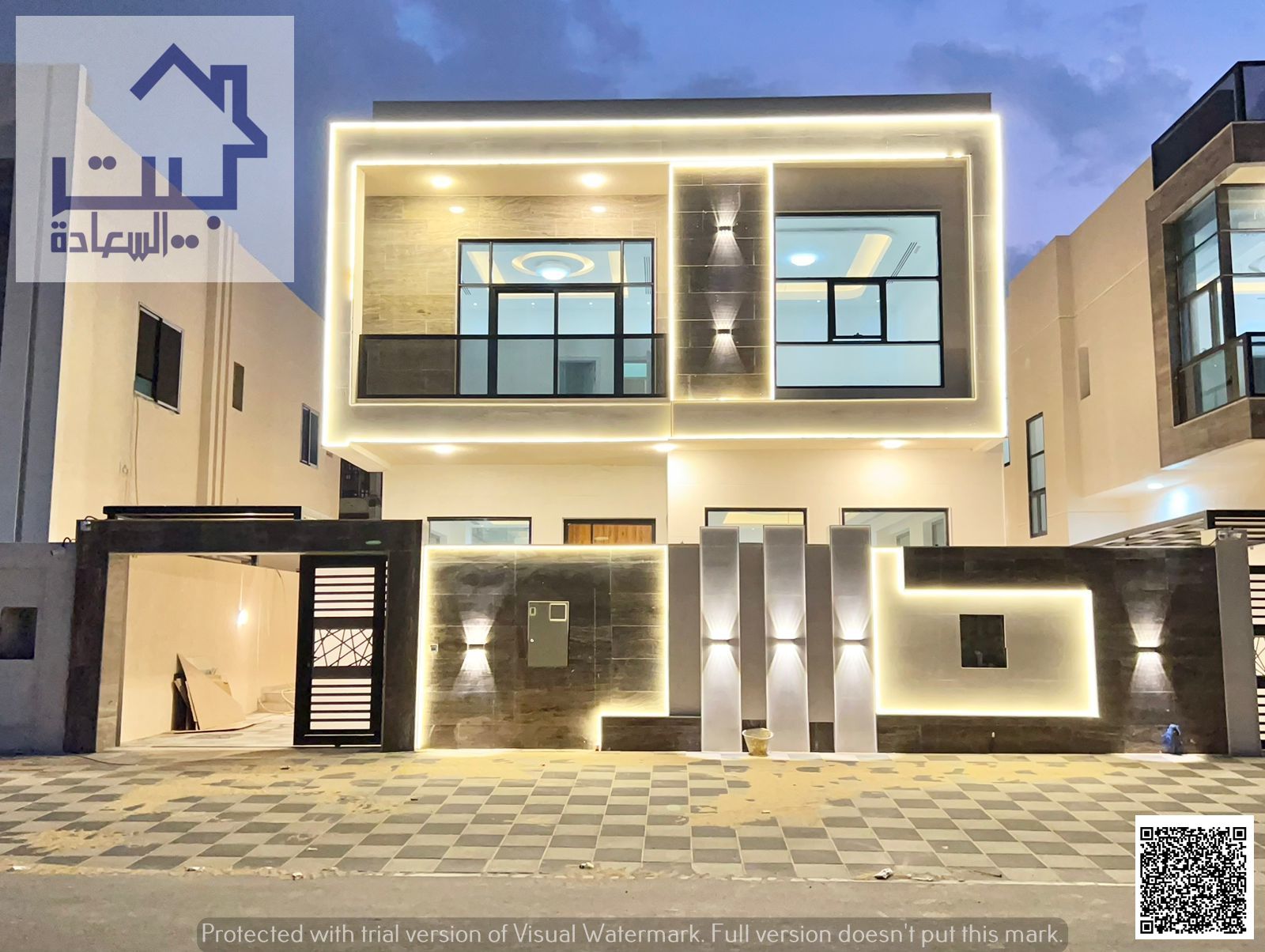 For sale : Modern villa in Al Helio 2 . Registration & ownership fees included . Prime location near mosque , services , Sheikh Mohammed bin Zayed Rd.